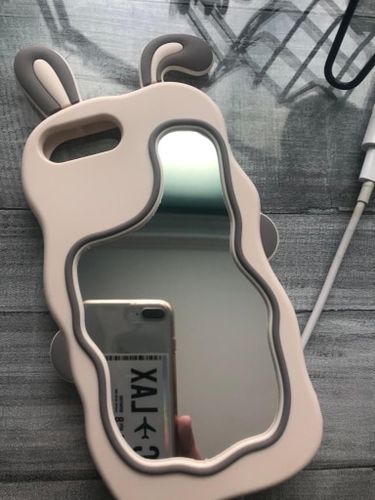 Customer photo review of 3D Bunny Make Up Mirror Grey iPhone Case