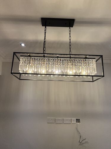 Customer photo review of Modern Rectangle Crystal Island Linear Chandelier