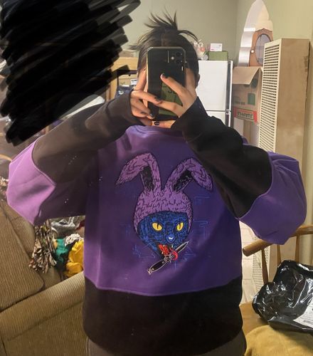 Customer photo review of Cat-Oh Embroidered Split Crew Neck