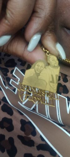 Customer photo review of Lovers Charm™ 18K Custom Engraved Necklace
