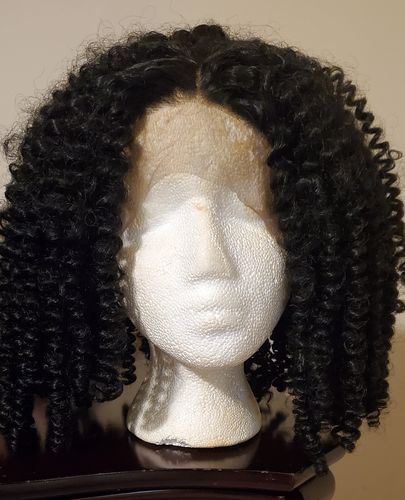 Customer photo review of Black Afro Curly Long Lace Front High Heat Resistant Fiber Synthetic Hair Wigs [ILS5674]