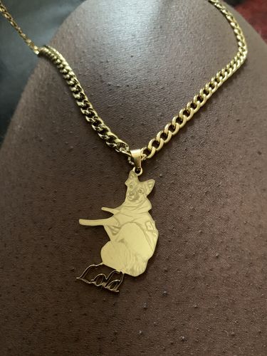 Customer photo review of Lovers Charm™ 18K Custom Engraved Pet Necklace