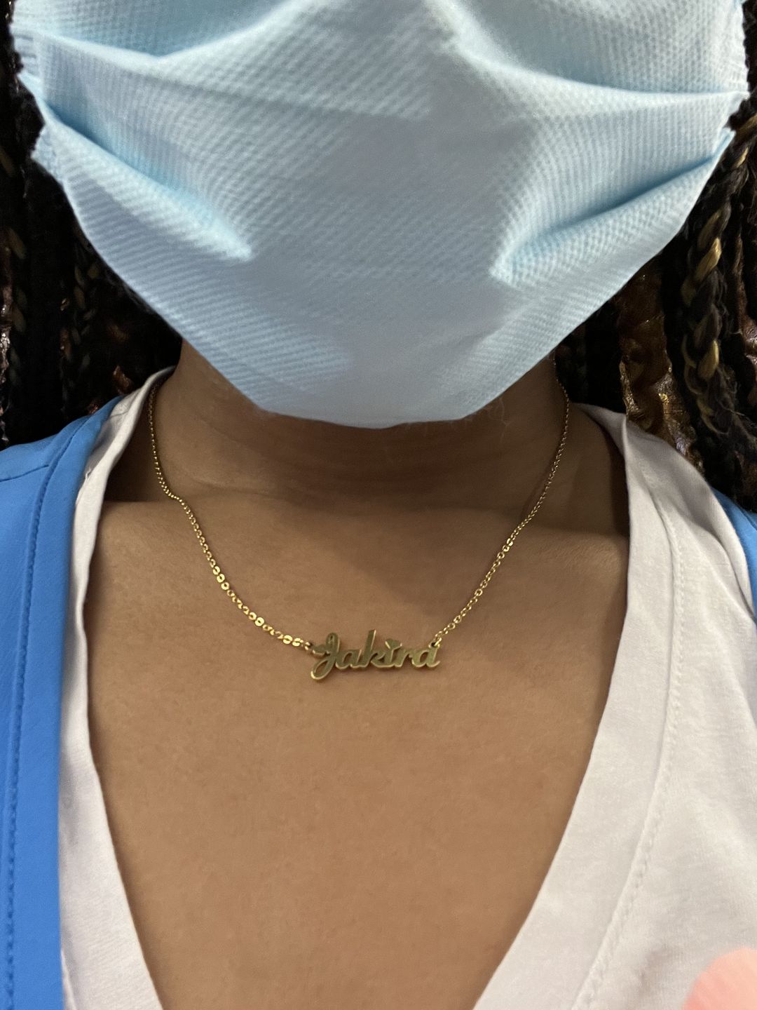 Customer photo review of Blush Name Necklace