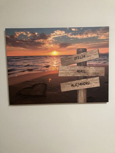 Customer photo review of Lienzo personalizado Corazon en la Playa