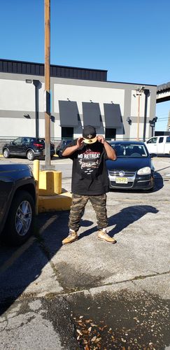 Customer photo review of No Surrender No Retreat -Green Camo on Black T-Shirt