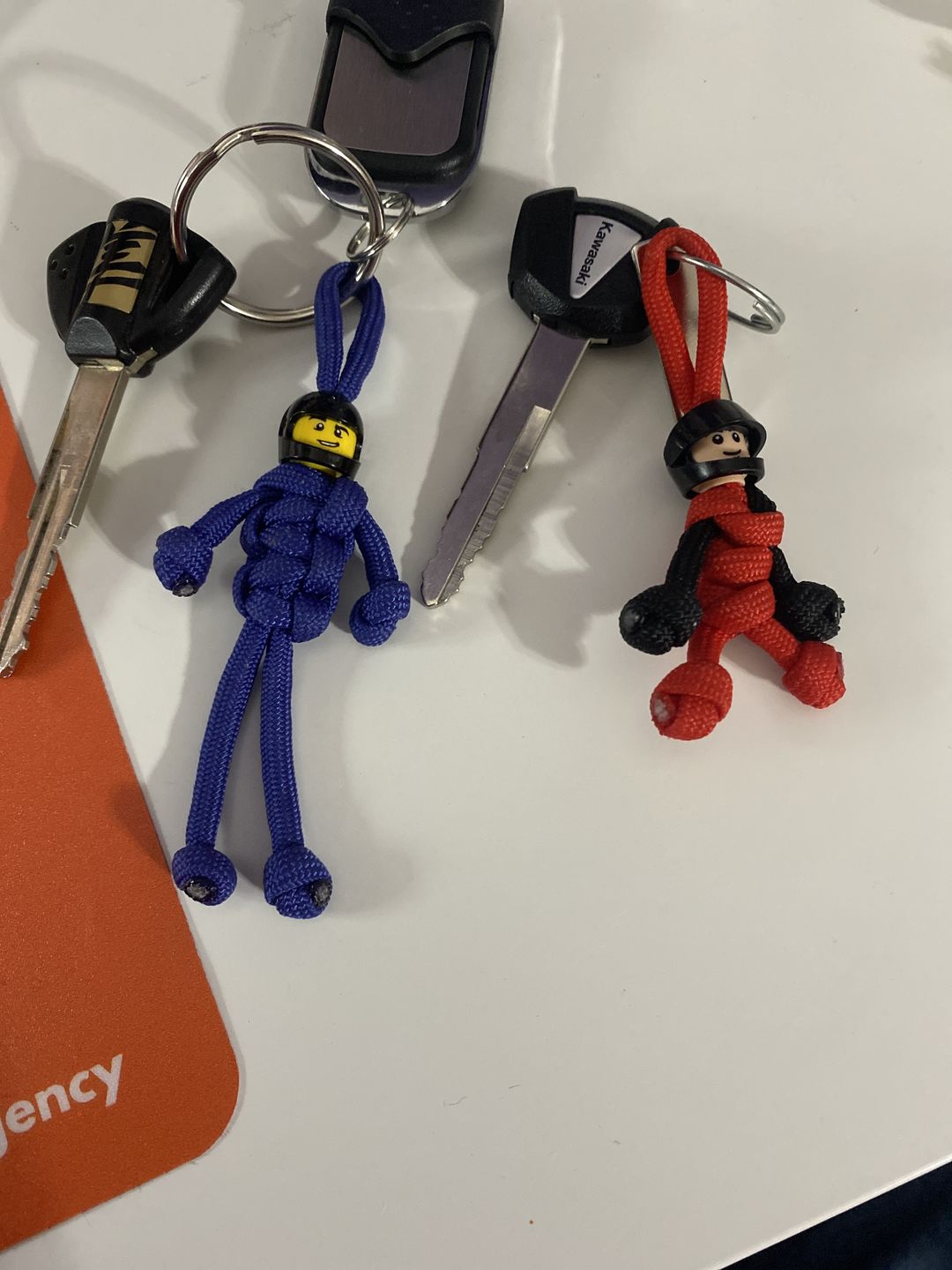 Customer photo review of Black Red Biker Buddy Paracord Keychain