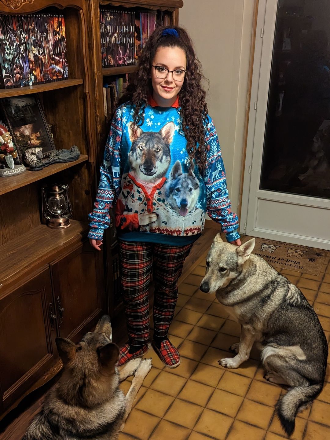 Customer photo review of Ugly Sweater Custom Mutiple Pets