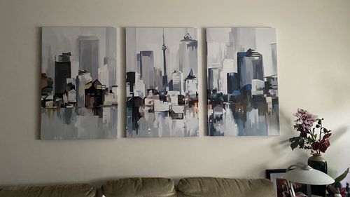 Customer photo review of 'Abstract Toronto' Framed Canvas (Set of 3)