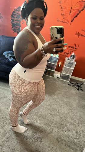 Customer photo review of White Full Length Racer Back Tank