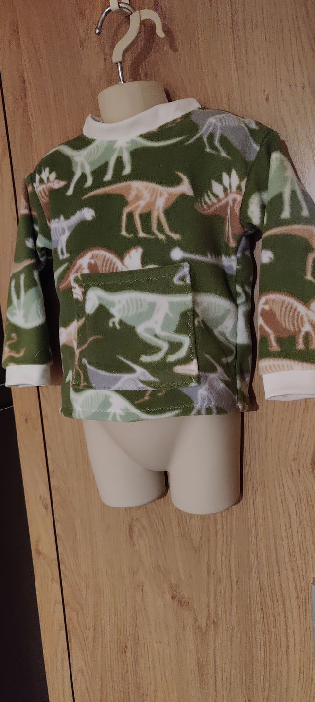 Customer photo review of Dino Skeletons on Green Anti Pill Polar Fleece Fabric