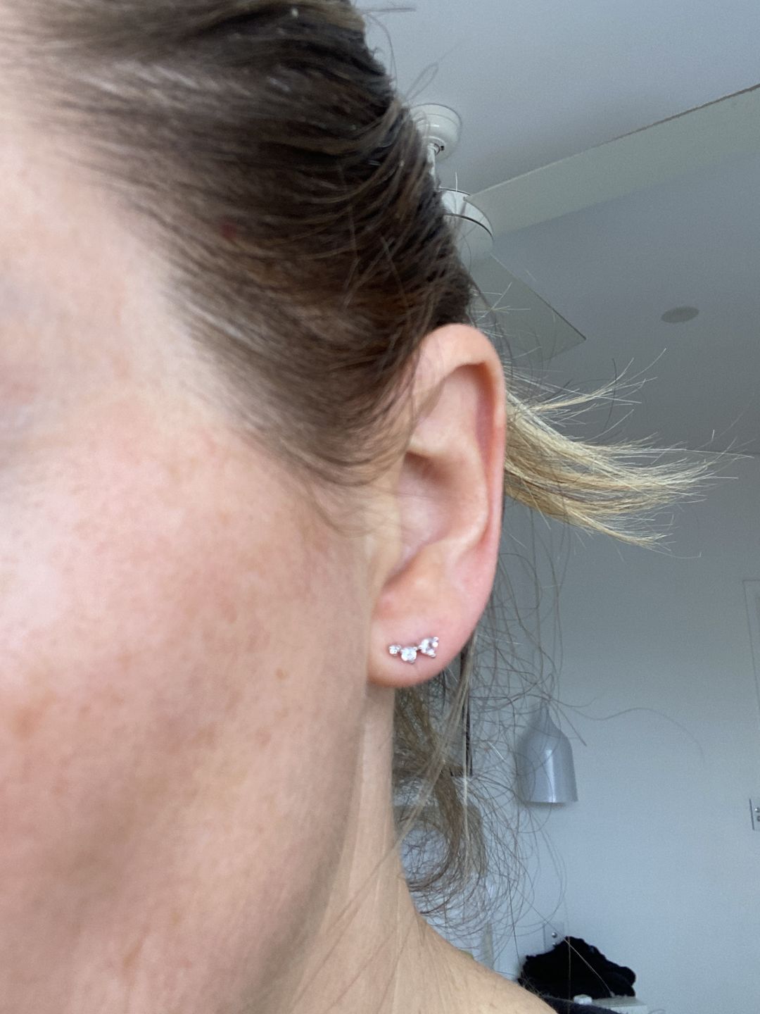 Customer photo review of Trio Sapphire Stud Earrings