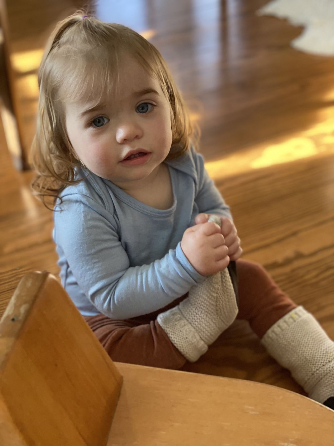 Customer photo review of Baby Bodysuit, Long Sleeve, Merino Wool, Blue