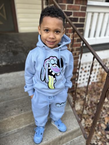 Customer photo review of Space Teddy RAW Drip White Chenille Hoodie and Jogger Set