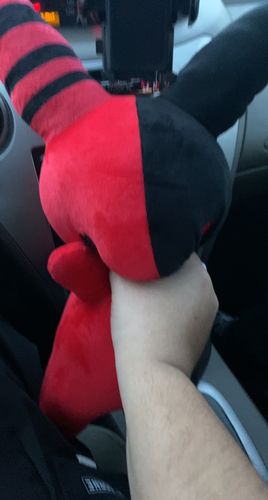 Customer photo review of Rabbit Plushie 18" (RED/BLACK)