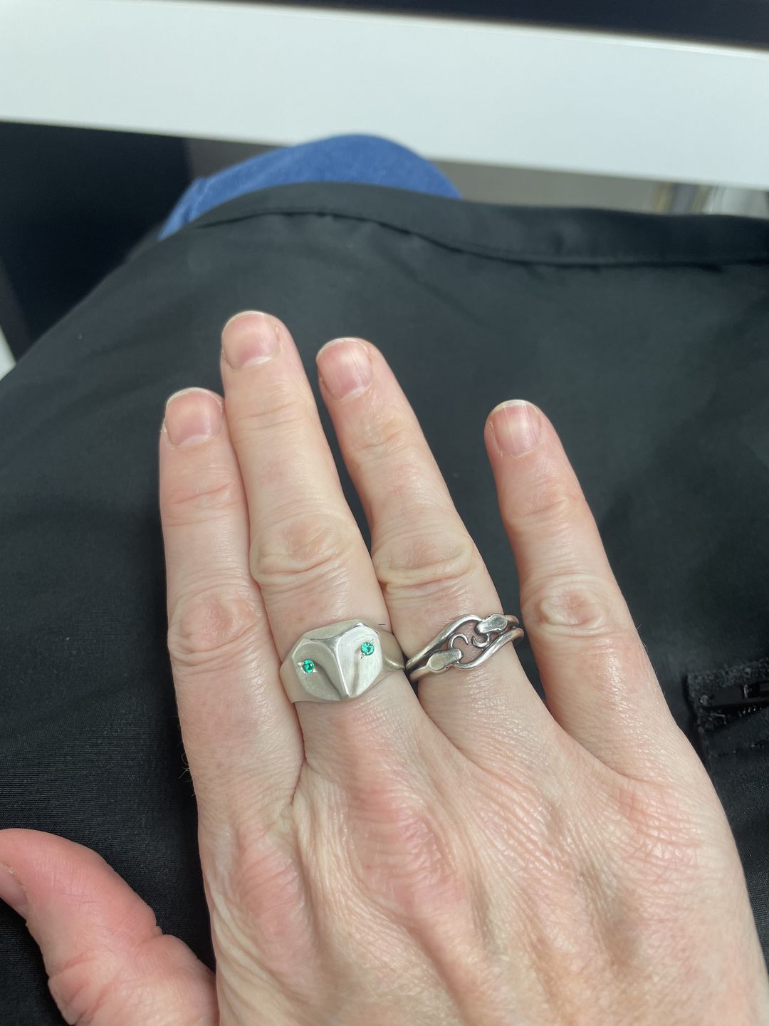 Customer photo review of Owl Ring with Sapphire Eyes