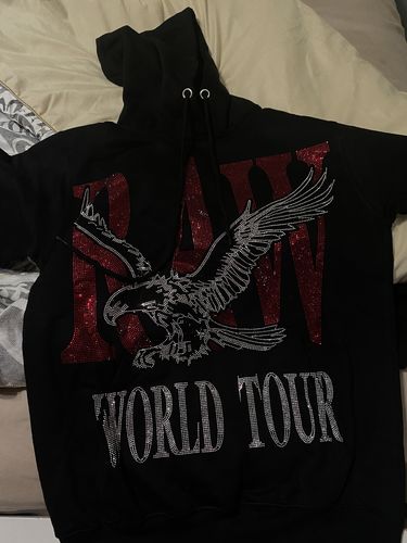 Customer photo review of Men RAW World Tour Red Bling Hoodie - Black