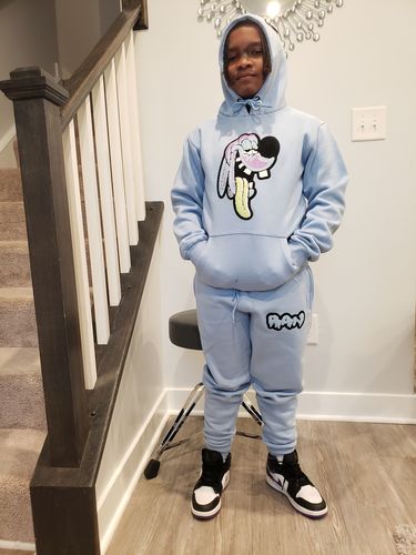 Customer photo review of Anti Social Sky RAW Drip Sky Chenille Hoodie and Jogger Set