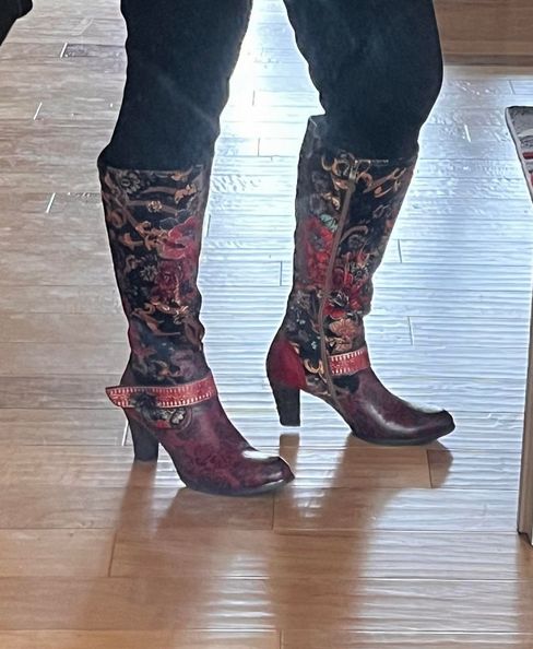 Customer photo review of Handmade Floral Embossed Embroidery Elegant Boots