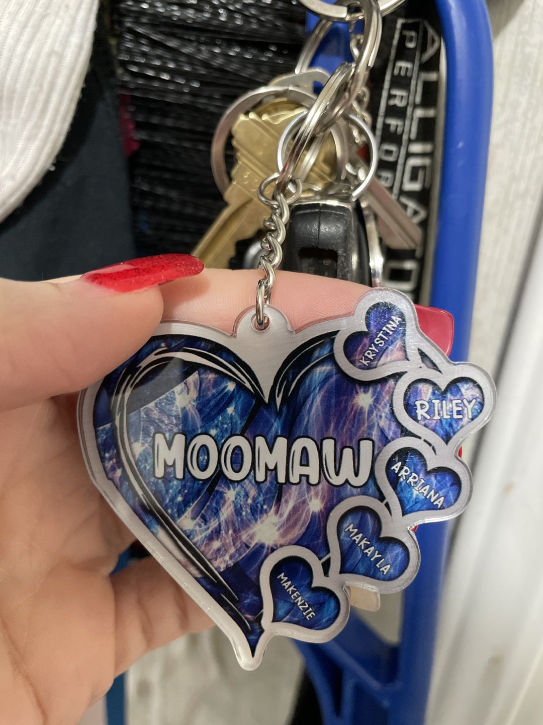 Customer photo review of Grandma- Mom Heart Kids, Multi Colors Personalized Acrylic Keychain