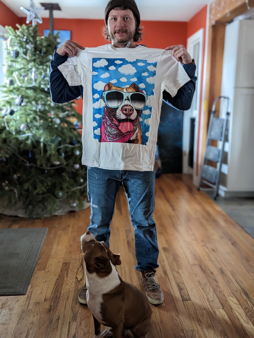Customer photo review of Custom Pet Art Mens Crew Neck T-shirt