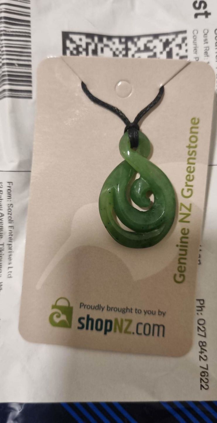 Customer photo review of Genuine NZ Greenstone Twist Necklace with Koru