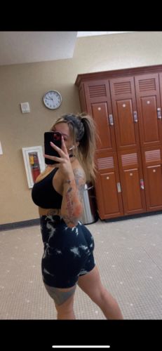 Customer photo review of Black Lightning Marble Scrunch Butt Biker Shorts
