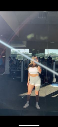 Customer photo review of Light Grey Striped Scrunch Butt Biker Shorts