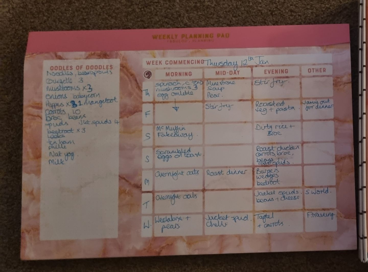 Customer photo review of A4 - Yearly Planning Pad - Pink Sand Marble