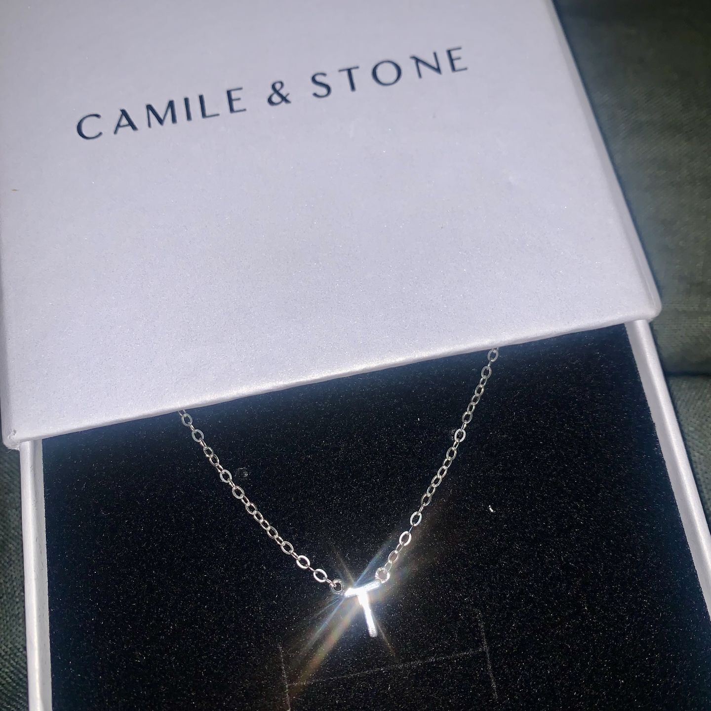 Customer photo review of The Original Single Initial Letter Necklace
