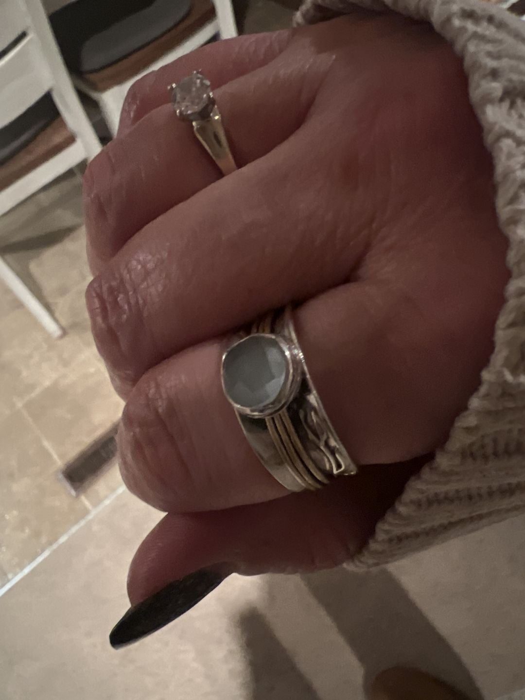 Customer photo review of Aquamarine Spinner Ring Inspired by Nature Sterling Silver