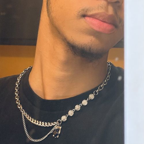 Customer photo review of BLUE GEM PENDANT MULTI CHAIN NECKLACE