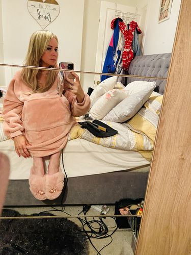 Customer photo review of Invisible Wire Human Hair Extension - Mixed Blonde