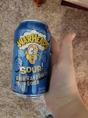 Customer photo review of Warheads Sour! Blue Raspberry Soda - 12oz (355ml)