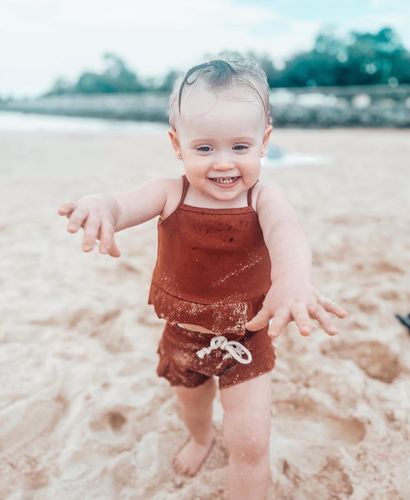 Customer photo review of Ribbed Frill Singlet & Bloomer Set - Rust
