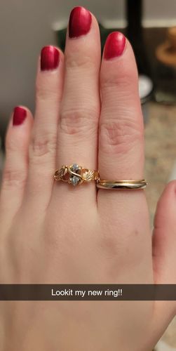 Customer photo review of Black Hills Gold Blue Topaz Ring II