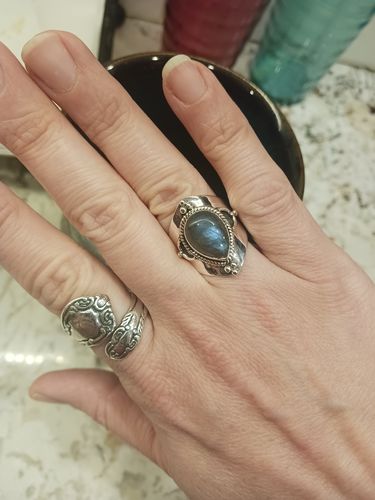 Customer photo review of Teardrop Labradorite Ring Sterling Silver