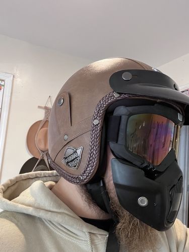 Customer photo review of Premium Leather Helmet 3/4