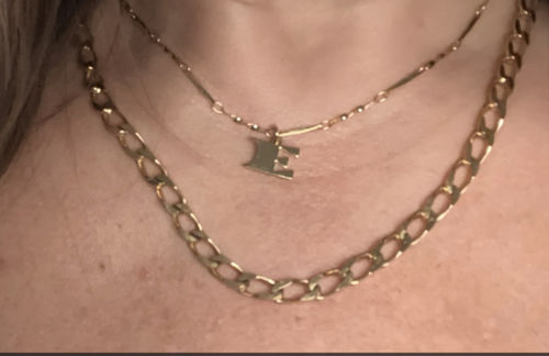 Customer photo review of Letter Necklace (E) - Gold