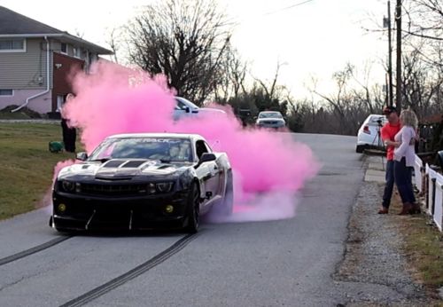 Customer photo review of Gender Reveal Tire Burnout Kit - Choose From 7 Colors