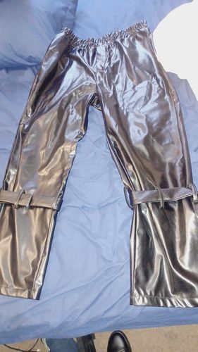 Customer photo review of Mens Solid Leather Pocket Straight Leg Pants SKUJ55300