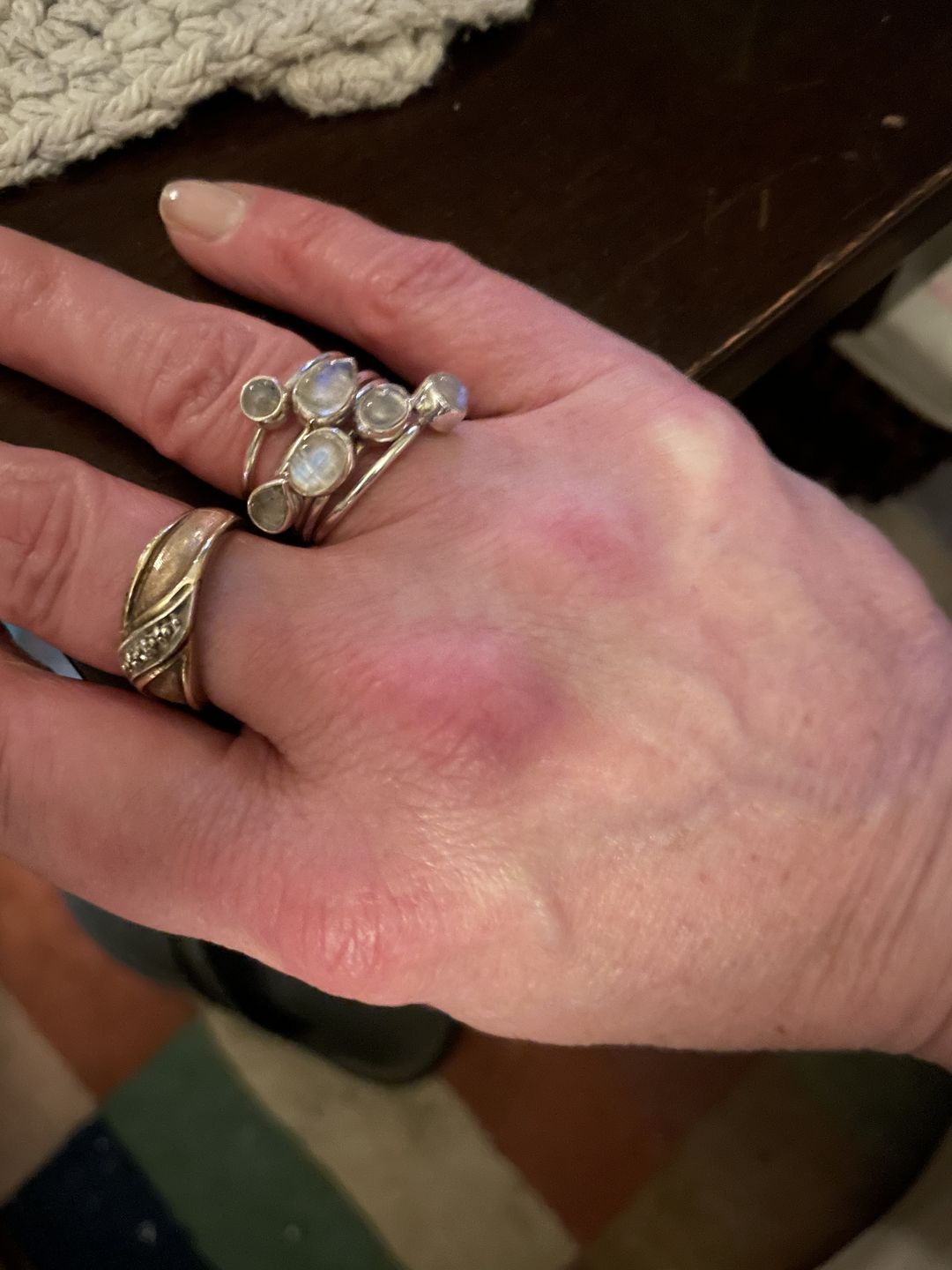 Customer photo review of Sterling Silver Stacking Moonstone Ring