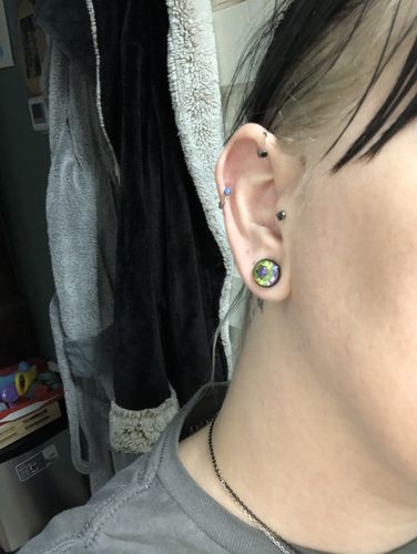Customer photo review of PAIR Vitrail Medium Stone Black Plugs
