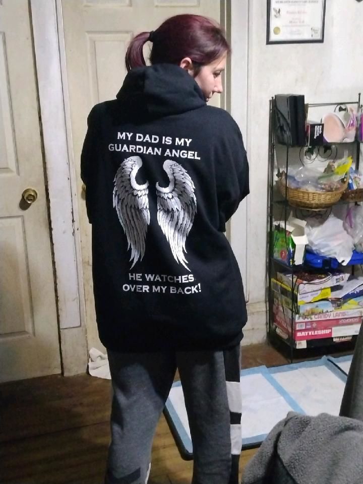 Customer photo review of My Dad Is My Guardian Angel Hoodie