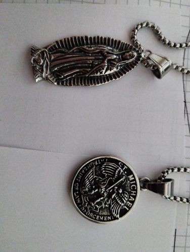 Customer photo review of Virgin Mary Figure Necklace
