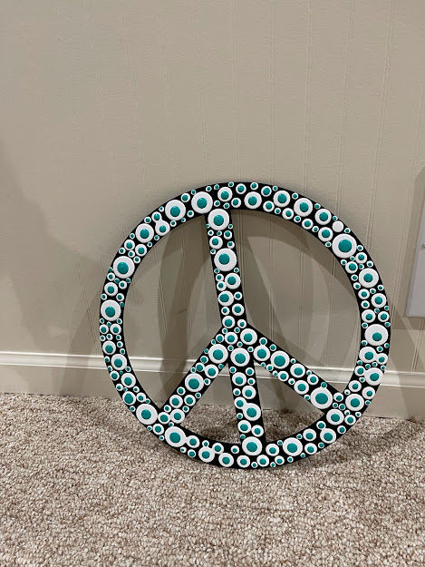 Customer photo review of Unfinished Wood Peace Symbol Shape - Craft - up to 24" DIY