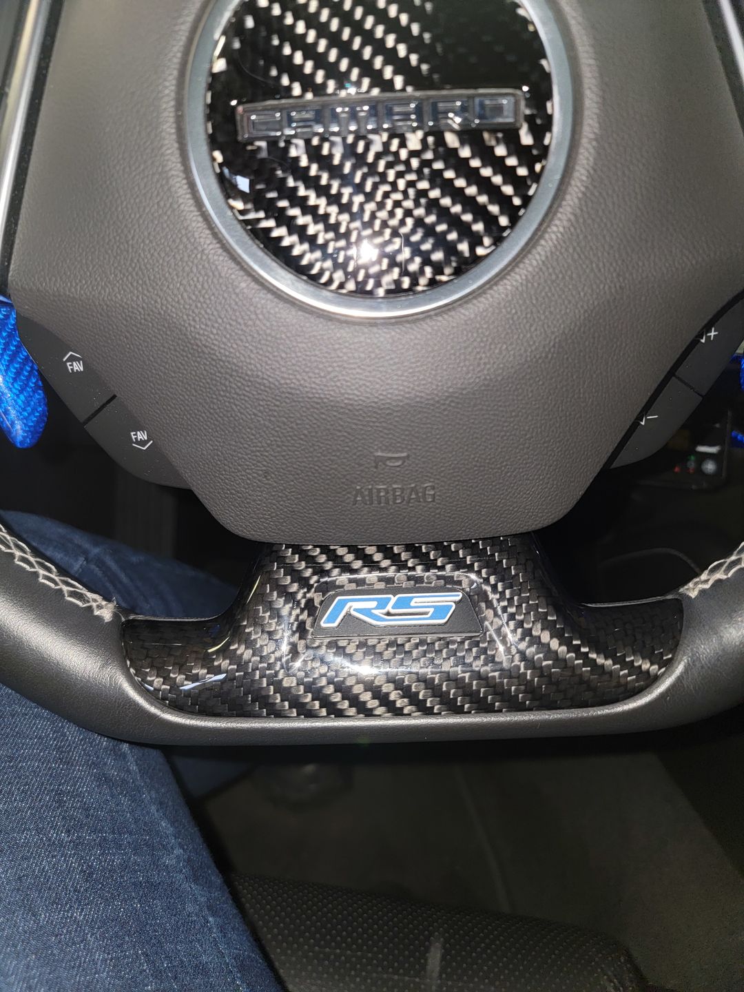 Customer photo review of Carbon Fiber Steering Wheel Center Overlay For Chevy Camaro 2016-2023
