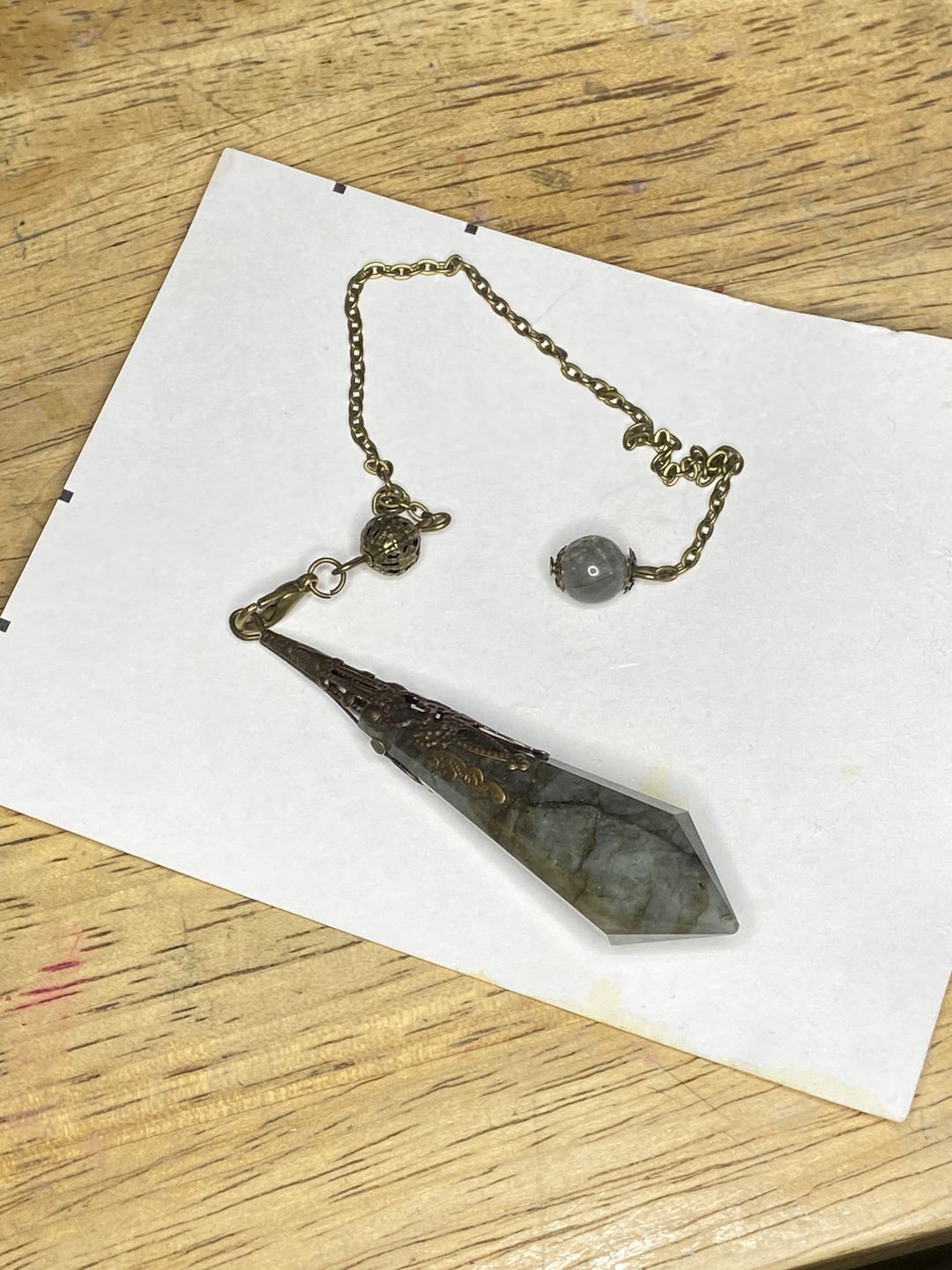 Customer photo review of Mystical Labradorite Crystal Pendulum
