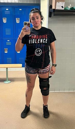 Customer photo review of Salty Savage Unisex “CHOOSING VIOLENCE TODAY” Paint Splatter Tee | In Your Face | Black Red/RWB USA Edition