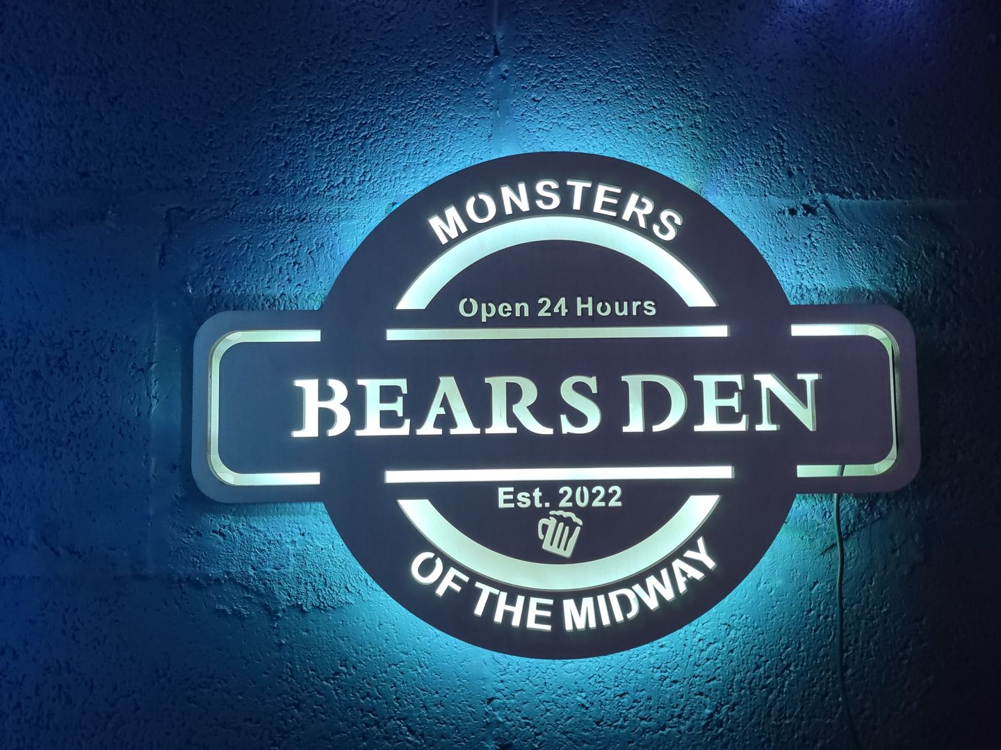 Customer photo review of Personalized LED Color Changing Man Cave Sign