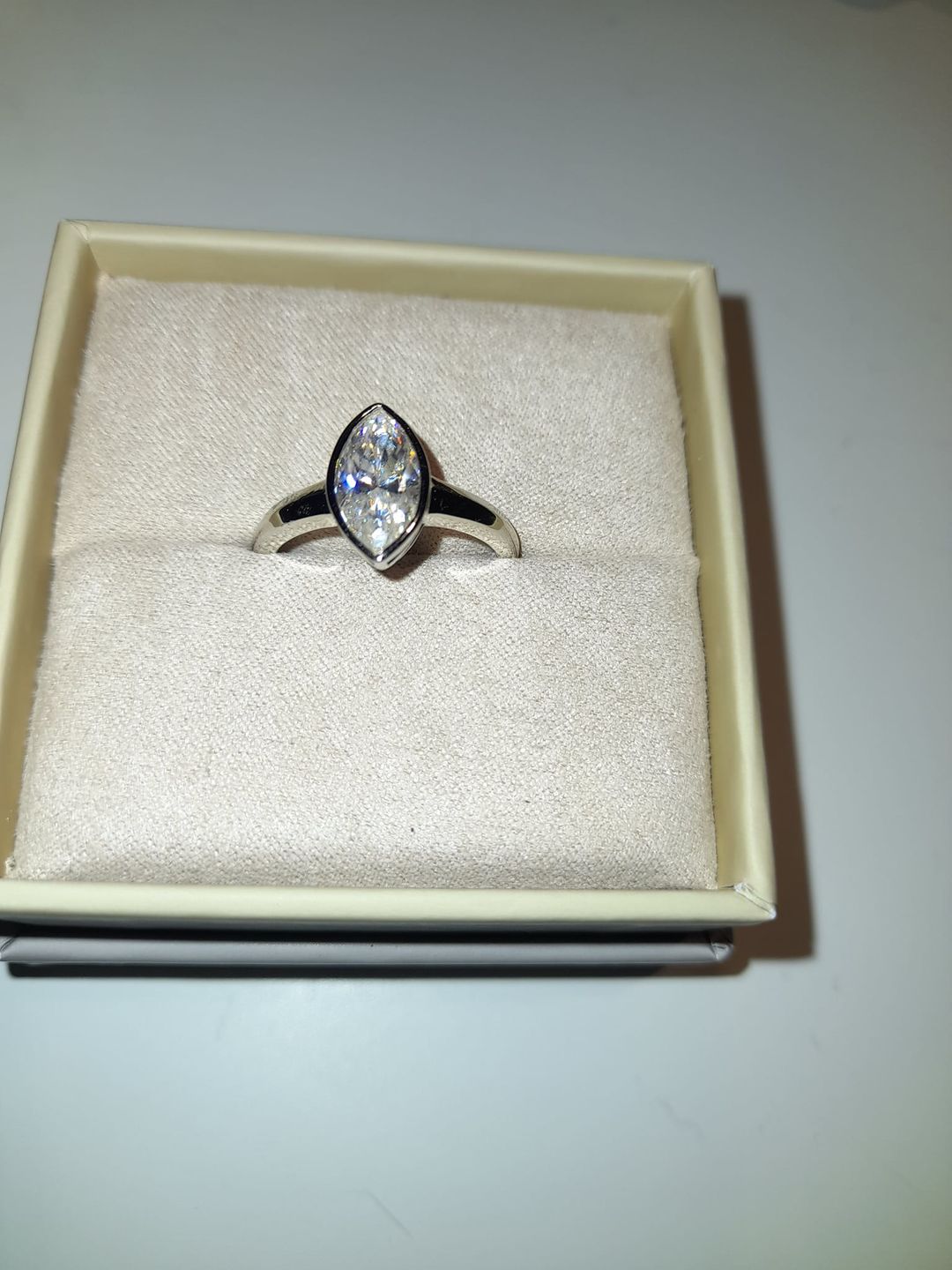 Customer photo review of Surf Moon Solitaire Moissanite Ring